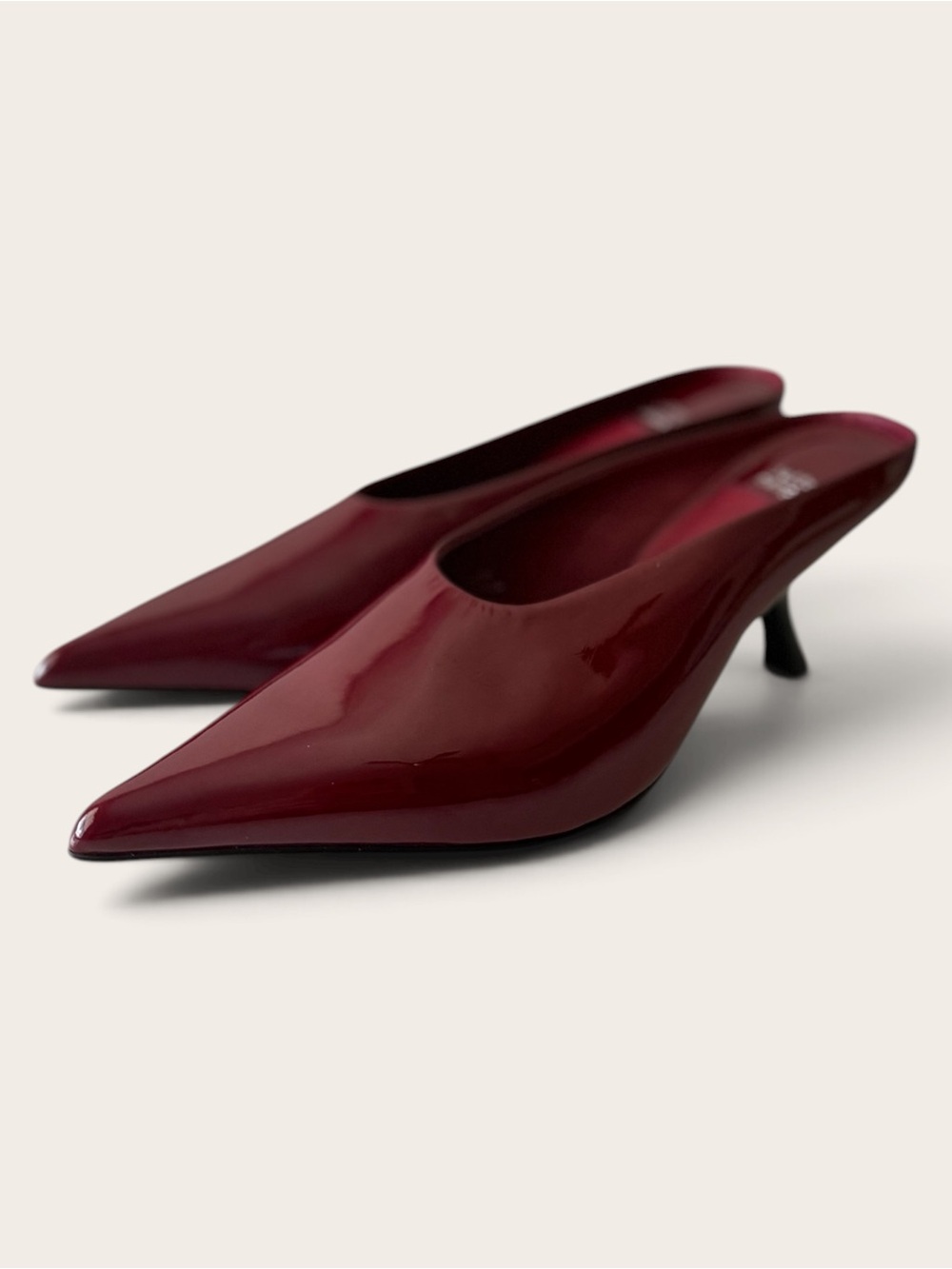 Jeffrey Campbell Burgundy Patent Pointed Kitten Heels